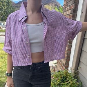 Crop Top Cropped Button Down - Wide top / blouse summer shirt